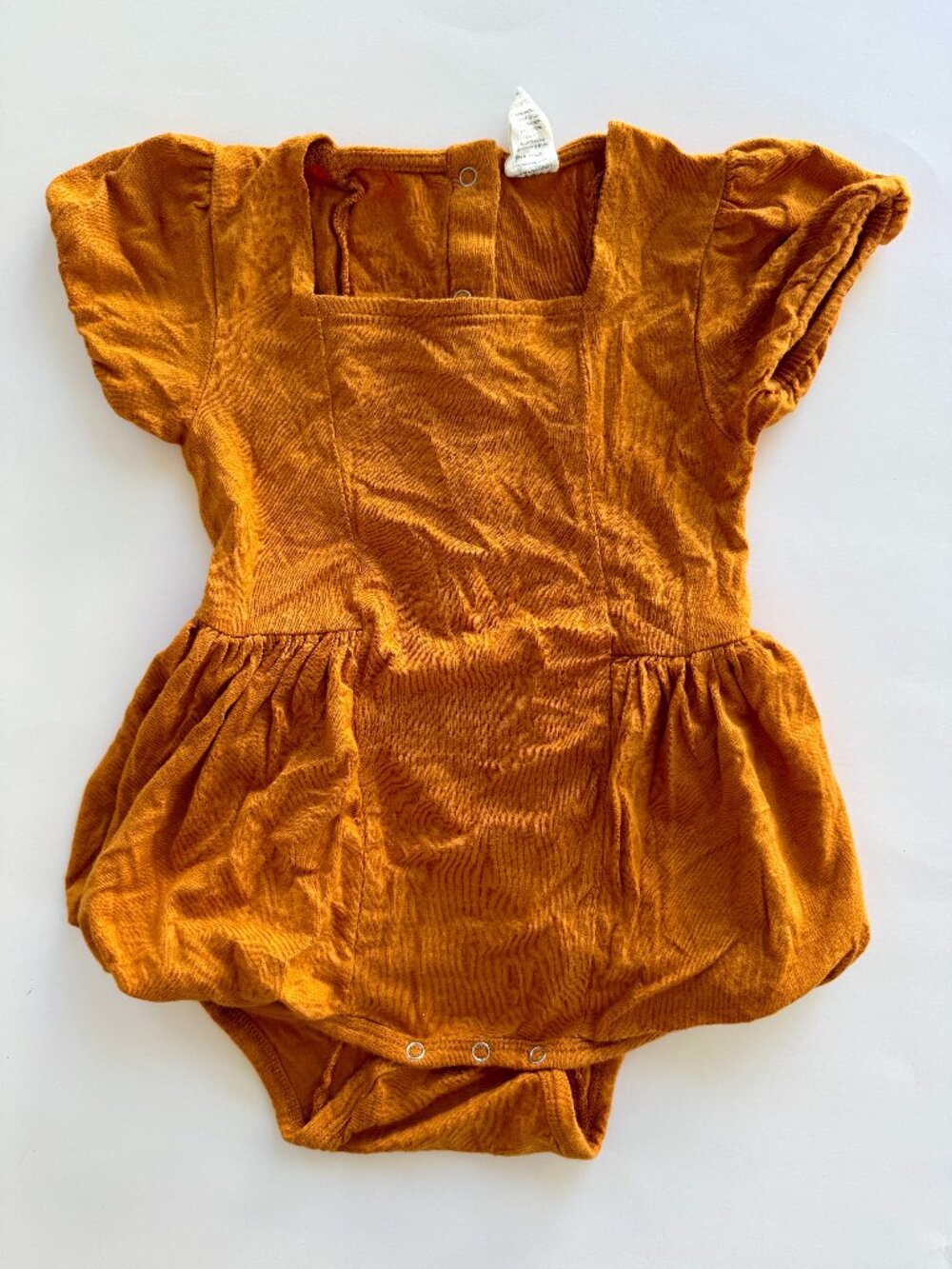 Kate Quinn Pumpkin Spice Puff Sleeve Bubble Romper 18-24M